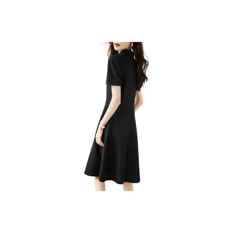 Mo Han Yi Mei Short Sleeved Dress Women's Black-1
