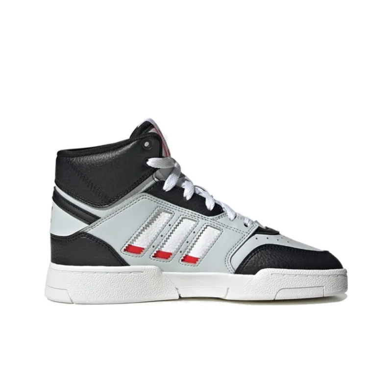 Adidas Originals Drop Step Abrasion Resistant High Top Kids' Skateboarding Shoes Gray Black Teenagers-1