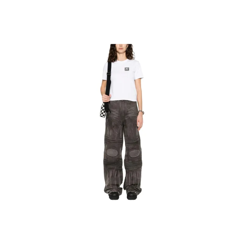 PALM ANGELS Logo Patch Crewneck T Shirt-1