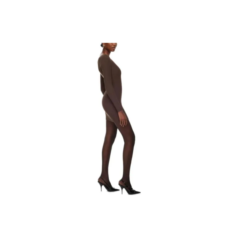 ARITZIA Babaton Sculpt Knit V-Neck Dress Long-Sleeved Dresses Women's Rich Mocha Brown-2