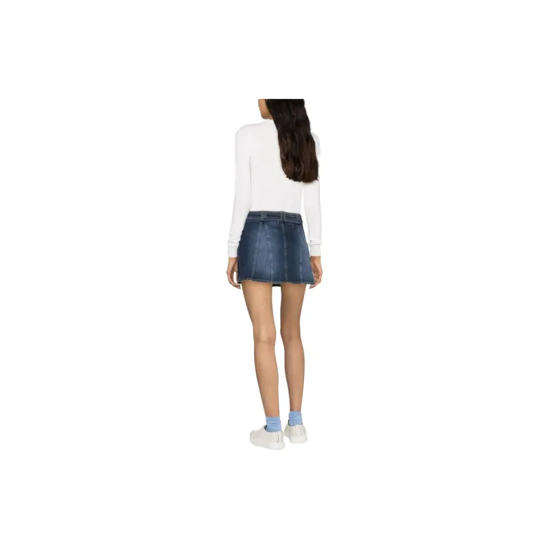 CHIARA FERRAGNI Logo Embroidered High-Waisted Denim Mini Skirt-2