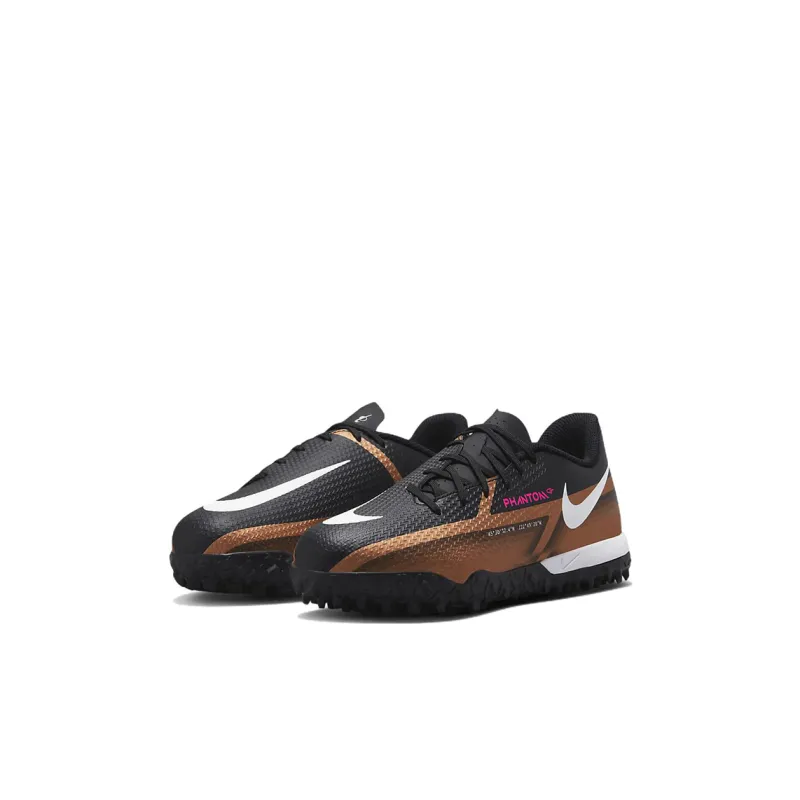 Nike Phantom GT Jr. Academy TF Low Top Grassland, Kids' Soccer Shoes Black Gold Kids'-2