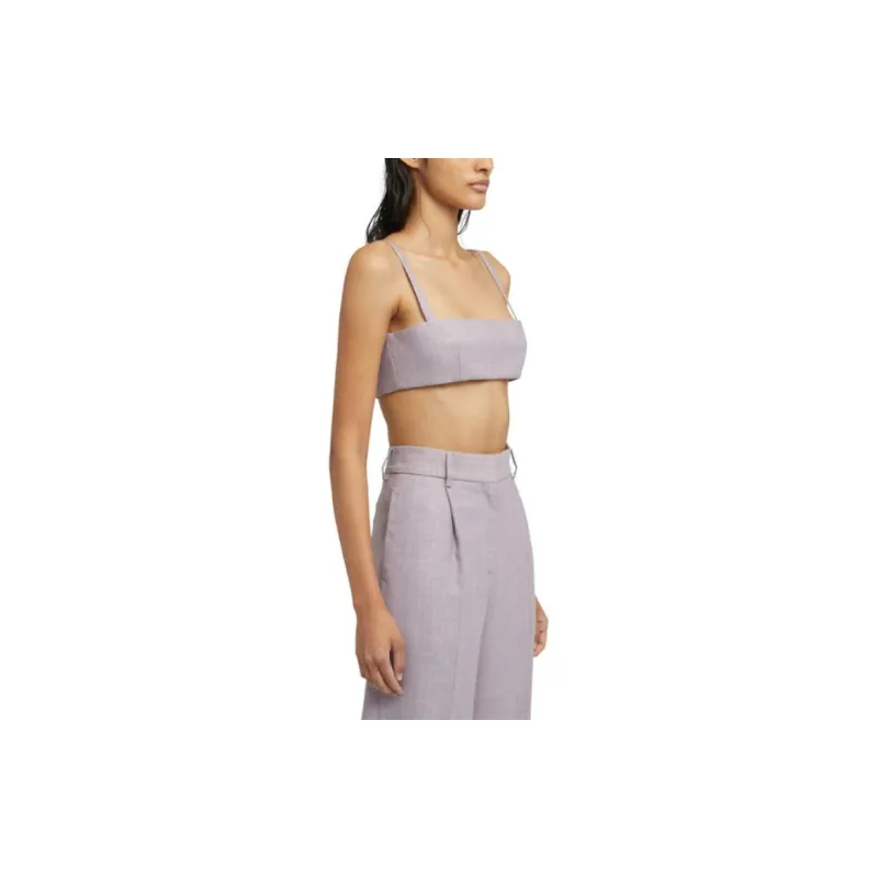 MSGM Mini Top With Shiny Pinstriped Wool Workmanship Camisole Women's Purple-3