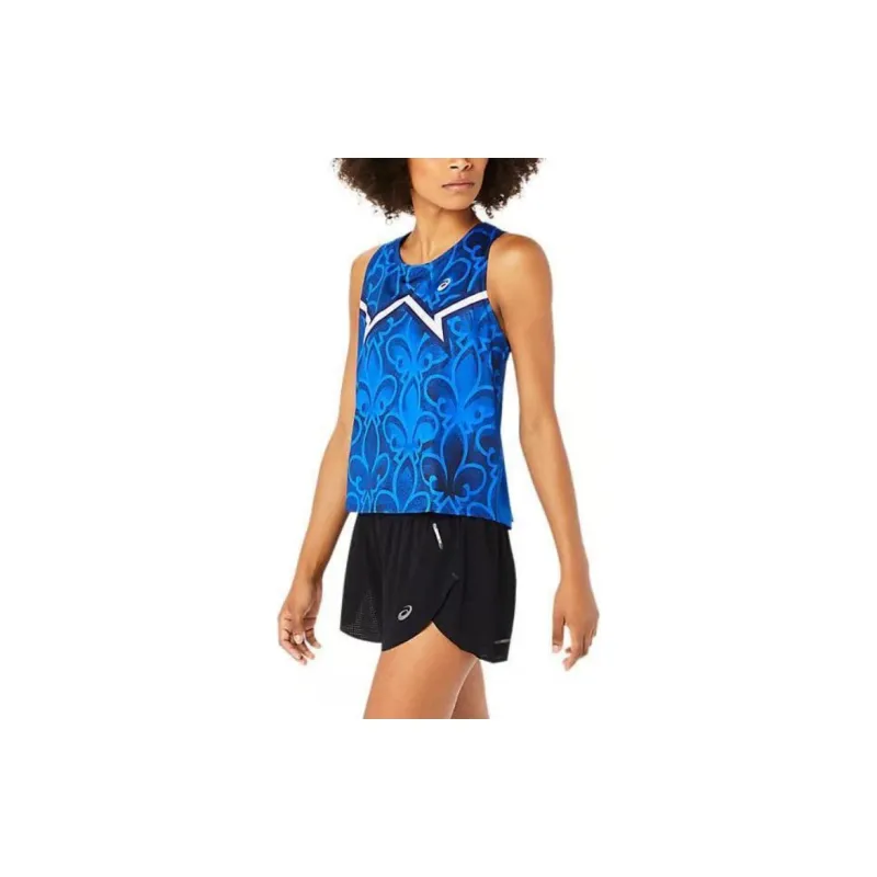 Asics NATIONS RUN TANK Tank Tops Women's Blue-1