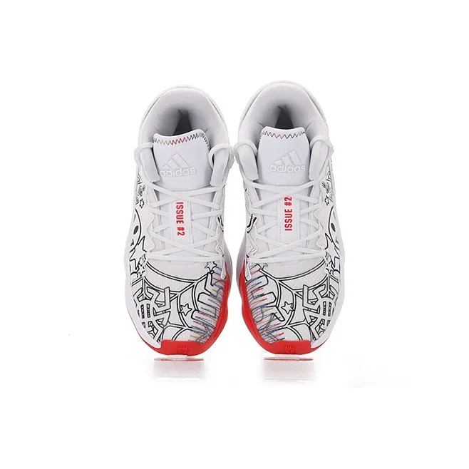 Adidas D.O.N. Issue #2 Abrasion Resistant Breathable Low Top Basketball Shoes White Teenagers-3