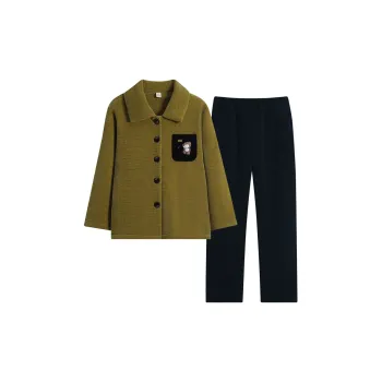 Sha Qian Pajama Set Women's Mustard Green