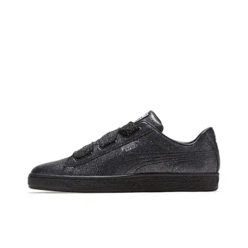 PUMA Basket Series Heart Silver Low-Top Kids' Skateboarding Shoes Black Teenagers