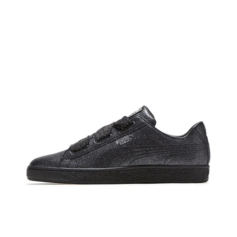 PUMA Basket Series Heart Silver Low-Top Kids' Skateboarding Shoes Black Teenagers-0