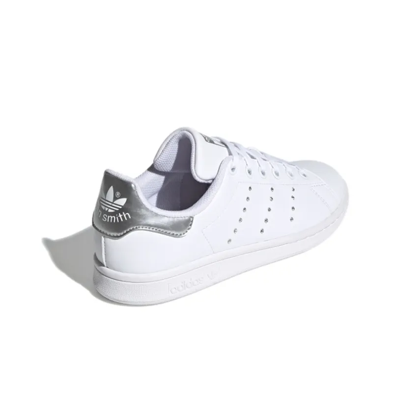 Adidas Originals Abrasion Resistant Low Top Skateboard Shoes White Silver Teenagers-1