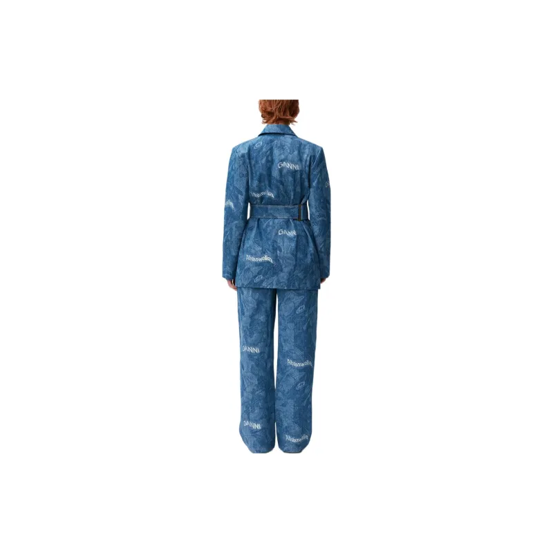 GANNI Denim Jackets Women's Blue-4