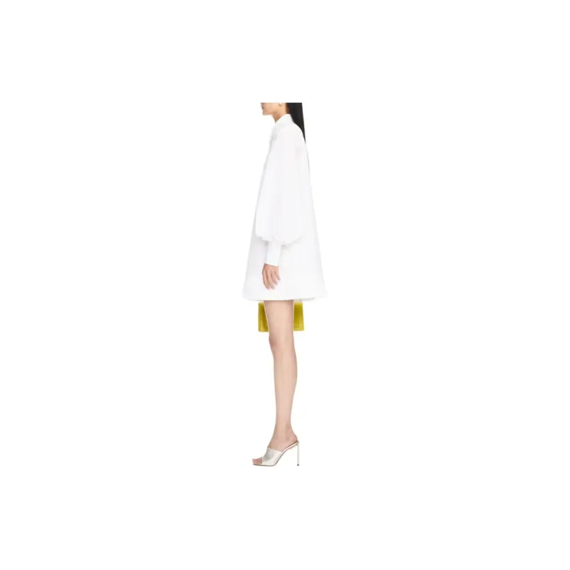 OFF WHITE Logo Embroidered Pleated Shirt Dress-3