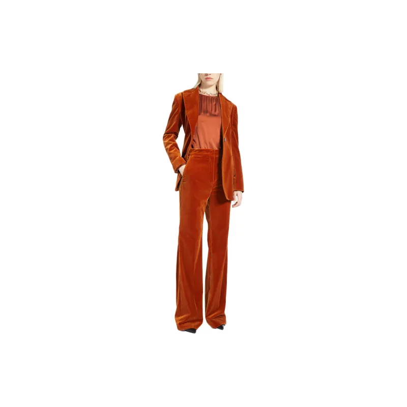 MaxMara Bonn Collection Cotton Velvet Blazer Business Suit Women's Dark Brown-1