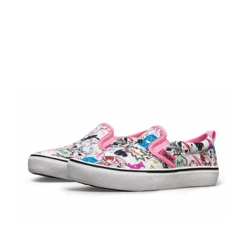 Skechers Marley Jr Anti Slip Wear Resistant Low Top Kids' Skateboarding Shoes White Black Pink Teenagers-2