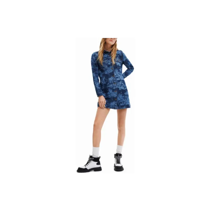 Desigual Long Sleeved Dress Women's Blue-1