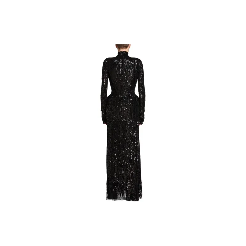 Balenciaga Long-Sleeved Dress Regular Fit Women's Black-2