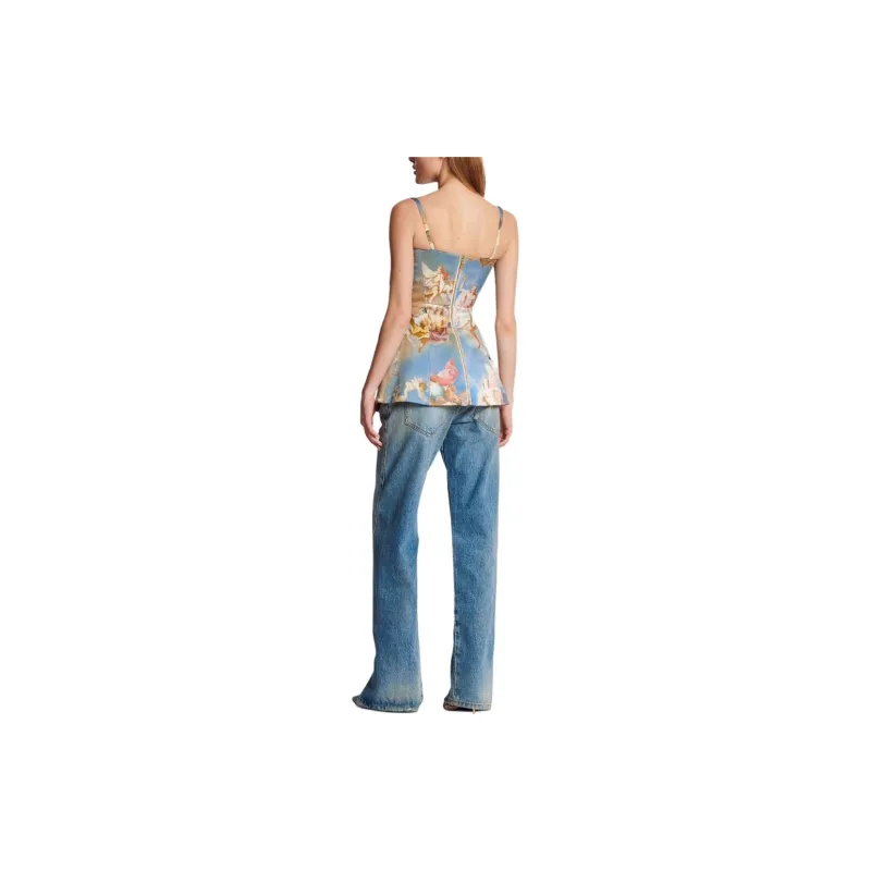 BALMAIN Sky print Tailored Corset Top-2