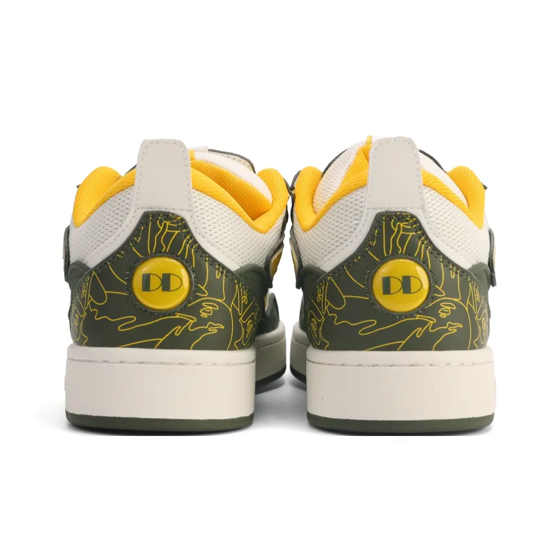 GLO BULL Skateboard Shoes Men Low Top Beige Military Green Yellow-4