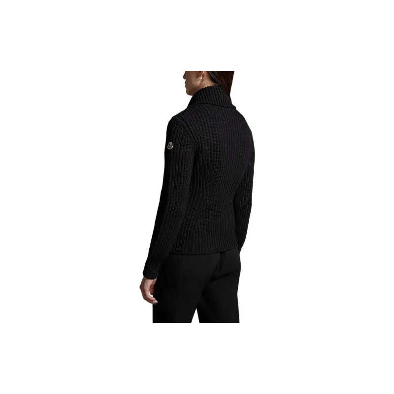 Moncler Lightweight Padded Wool Cardigan Down Jacket Down Jacket Women's Black-2