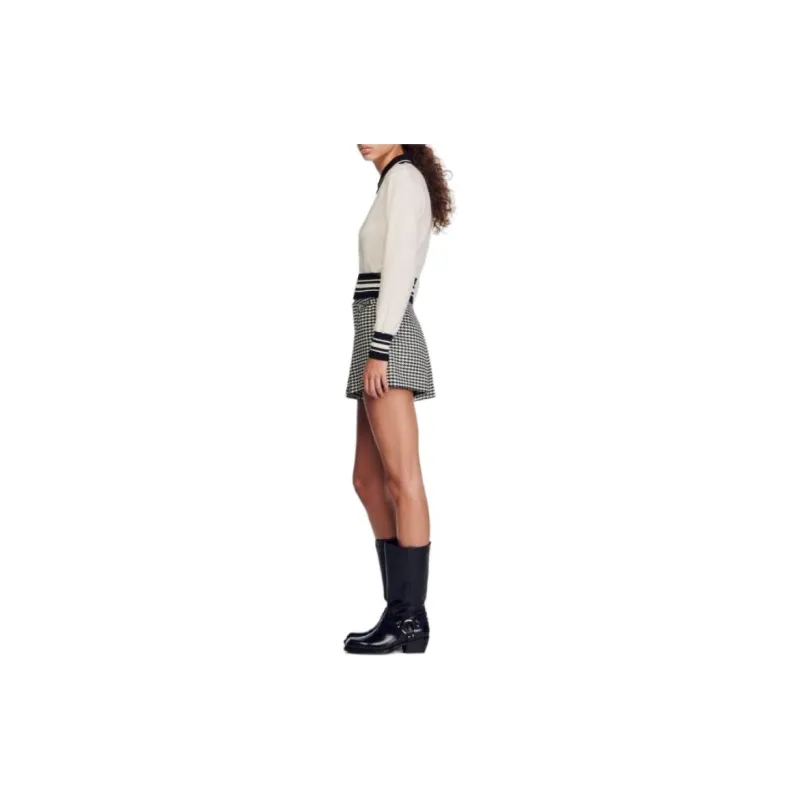 Sandro Two Tone Cardig Knitwear Women's Beige-3