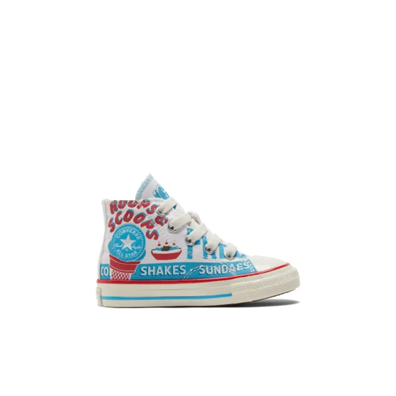 Converse 1970s Anti-Slip Wear-Resistant High-Top Toddler Shoes White Blue Red Infant And Toddler-1