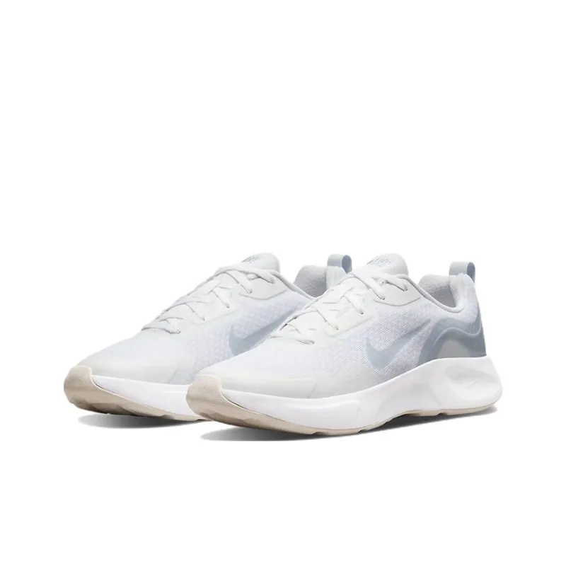 Nike Wearallday Cushioning Anti-Slip Wear-Resistant Breathability Low-Top Kids' Running Shoes White Blue Teenagers-2