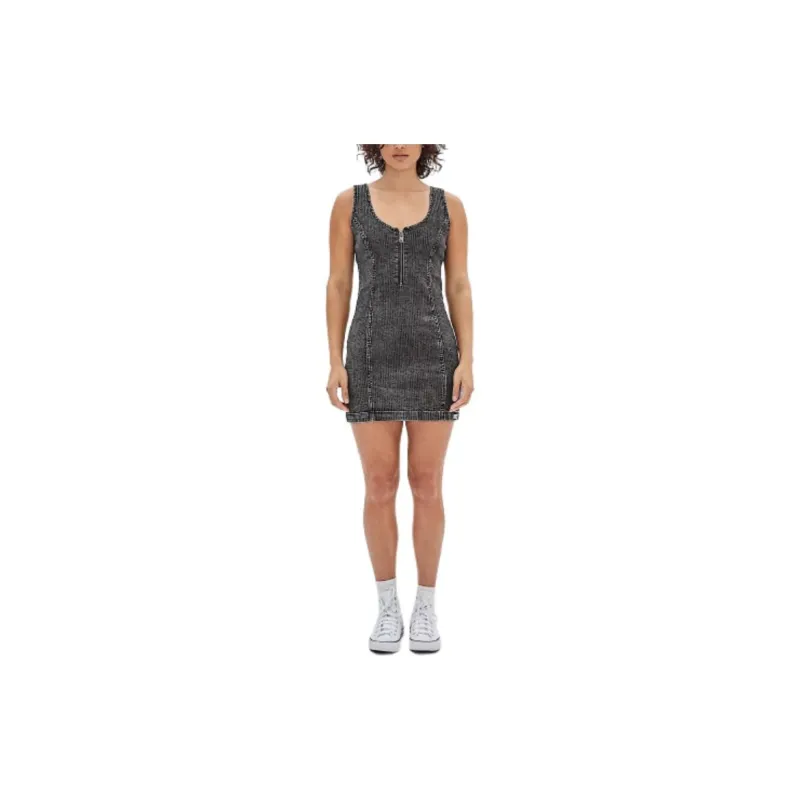 GUESS Zip Up Denim Dress Sleeveless Dress Women's Gray-3