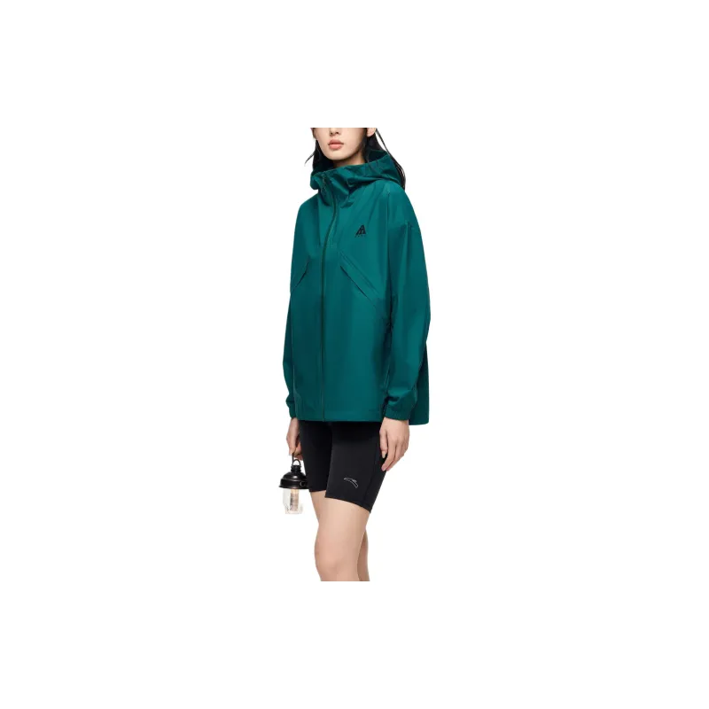 Anta Waterproof, Windproof, And Breathable Windbreaker Jacket Women's Forest Ink Green-1