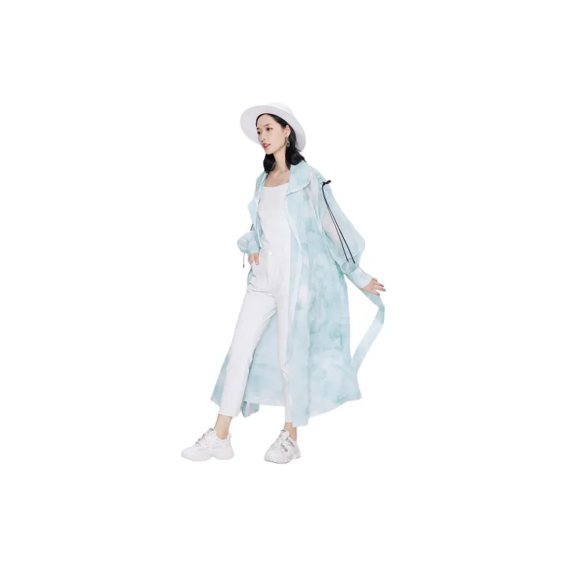 BBLLUUEE Trench Coat Women's Light Aqua Green-3
