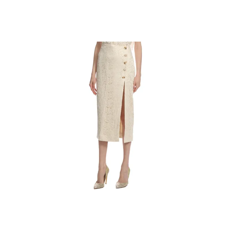 Self portrait Cord Lace Split Midi Skirt-3