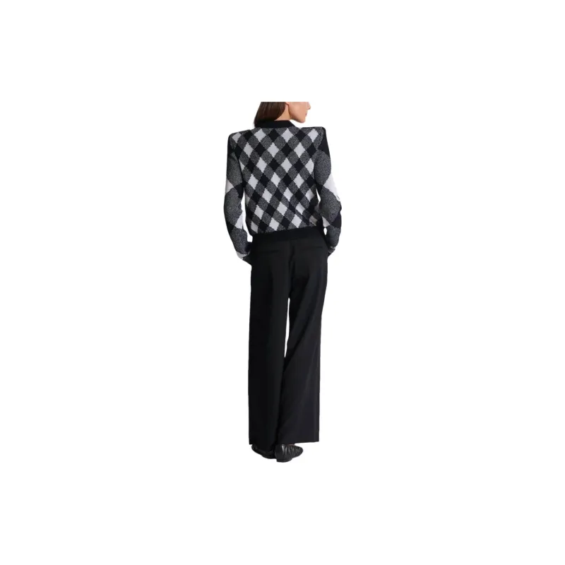 BALMAIN Check Patterned Round Neck Cardigan-2