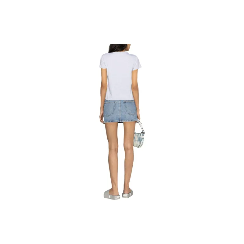 T By Alexander Wang Essential Jersey Puff Logo Shrunk Tee Heather Grey-2