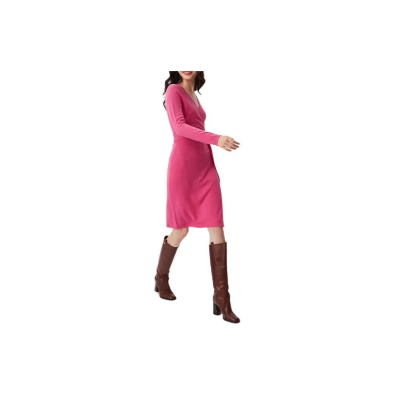 DVF Diane Von Furstenberg Long-Sleeved Dresses Women's Fuchsia-1