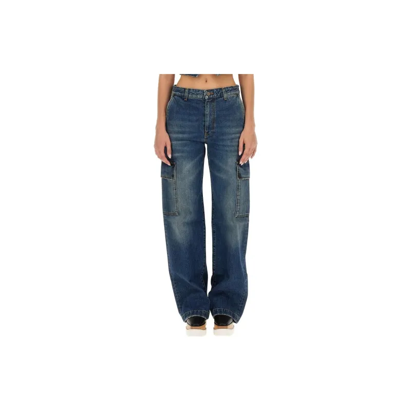 Stella McCartney High Waist Straight Leg Cargo Jeans-3