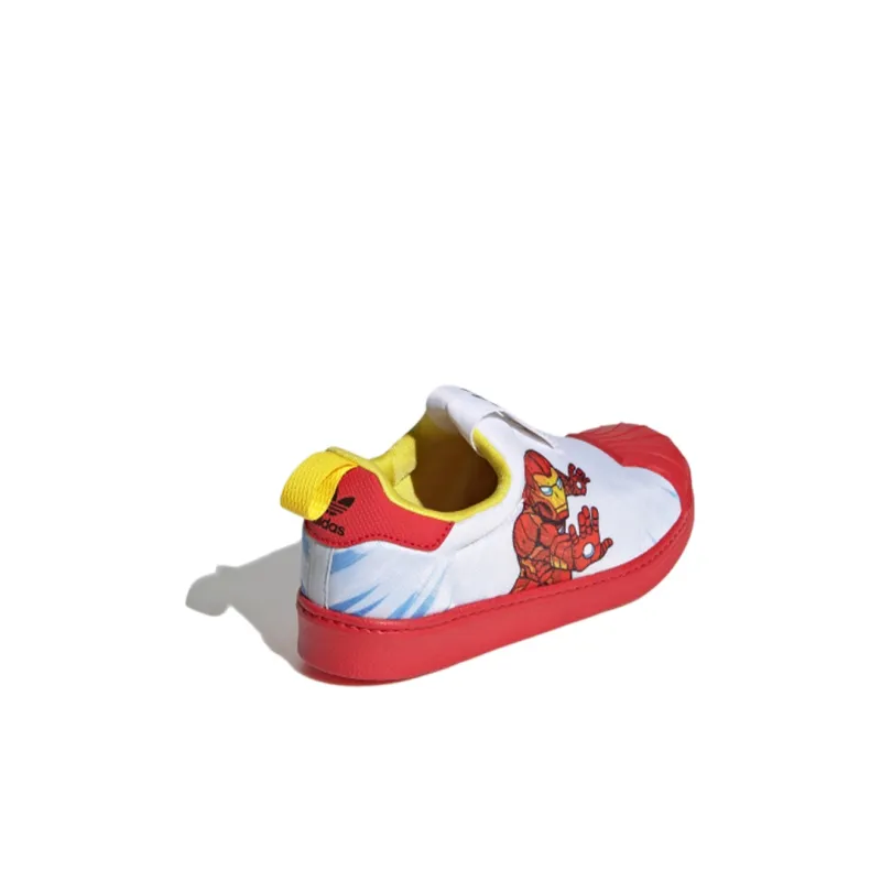 Adidas Originals SUPERSTAR 360 360 Breathable Low-Top Skateboard Shoes White Red Children Aged 3-7 Years Old-3