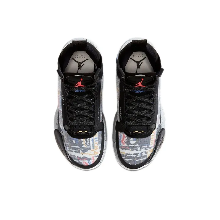 Jordan Air Jordan 34 Low EP Abrasion Resistant Breathable Mid Top Basketball Shoes Black White Teenagers-3