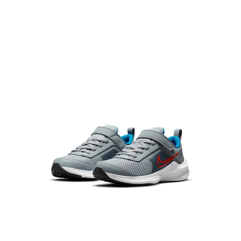Nike Downshifter 11 Breathable Lightweight Low-Top Kids' Running Shoes Gray Blue Red Children Aged 3-7 Years Old-2