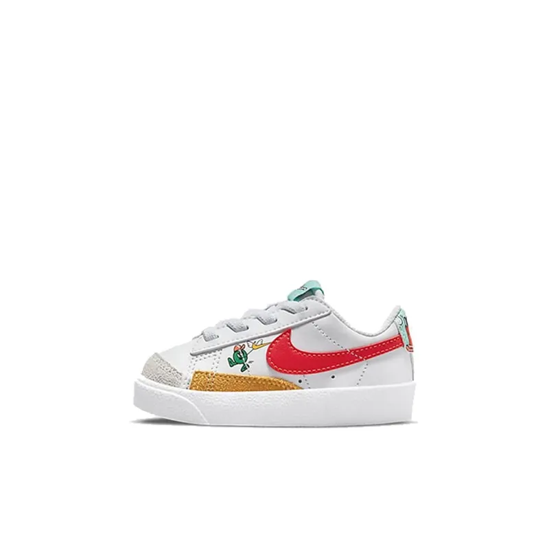 Nike Blazer 77 Slip-Resistant Cushioning Wear-Resistant Low-Top Skateboard Shoes White Red Blue Infant And Toddler-0