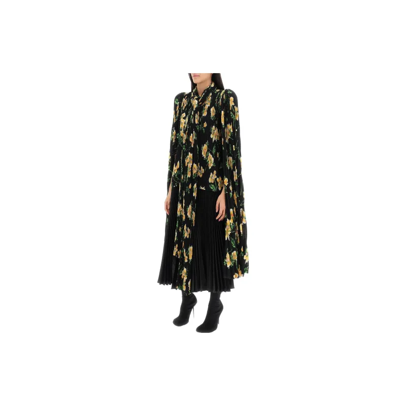 Balenciaga Floral Printed Pleated Scarf Blouse-3