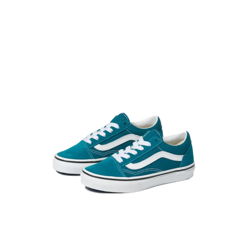 Vans Old Skool Anti-Slip Wear-Resistant Low-Top Kids' Skateboarding Shoes White Blue Children Aged 3-7 Years Old-2