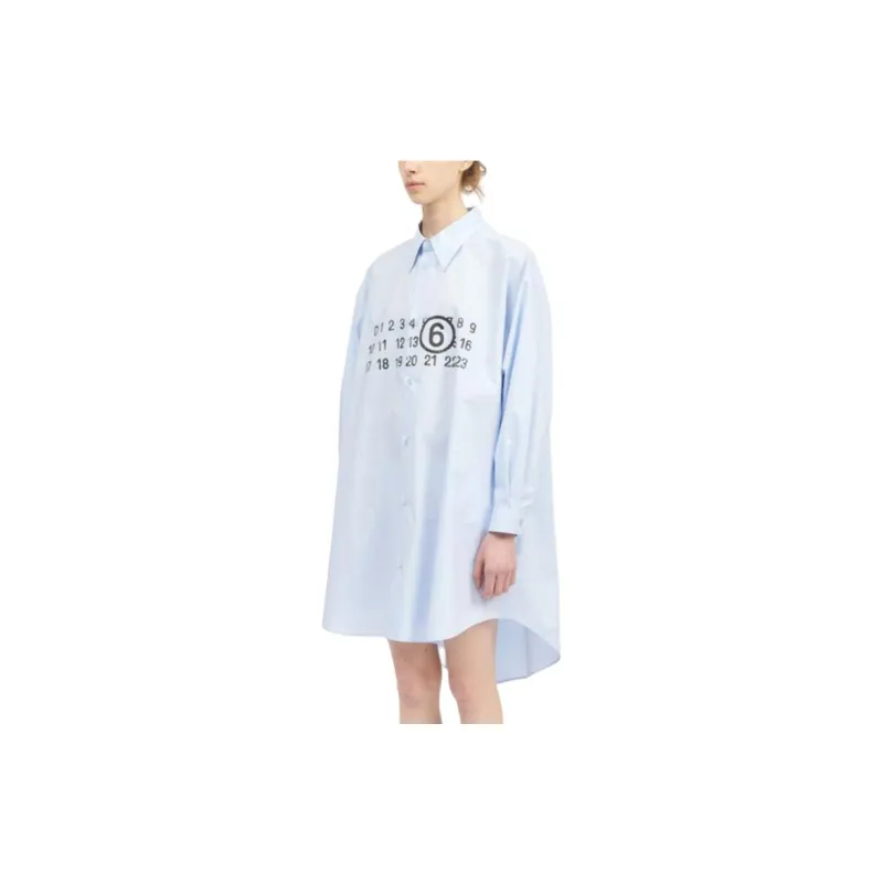MM6 Maison Margiela Logo Printed Midi Shirt Dress-1