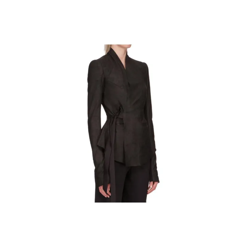 RICK OWENS Cracked Effect Wrapped Jacket-4