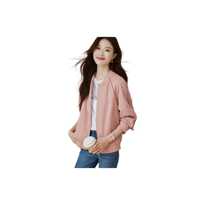 Still Quiet Baseball Jacket Women's Pink-8