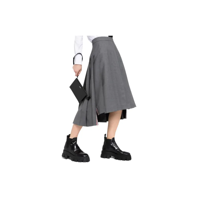 THOM BROWNE Rwb Stripe Pleated Midi Skirt-3