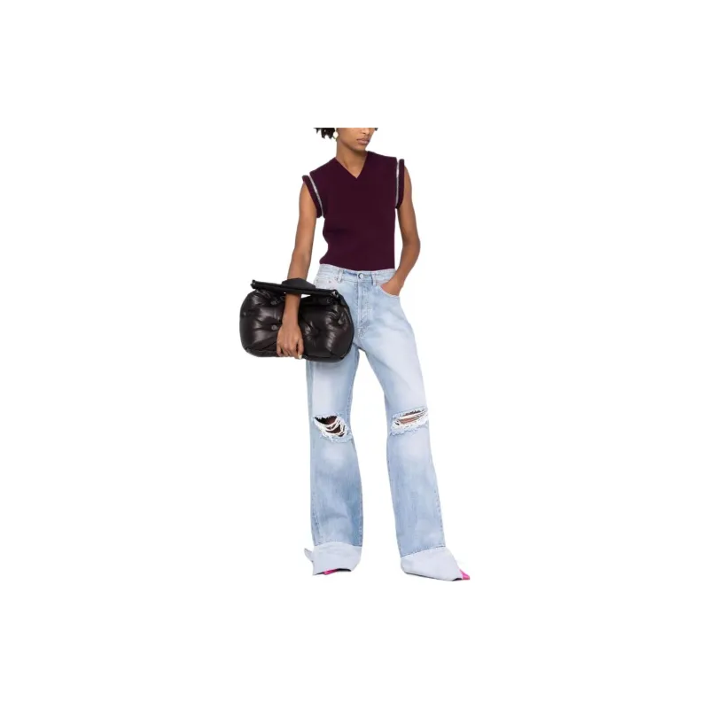 Vetements Wide Leg Destroyed Cut Up Denim 'Light Blue'-1