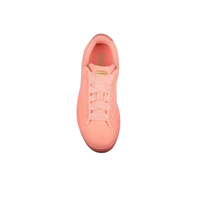PUMA Basket Classic Velor Lightweight Wear resistant And Non slip Low Top Kids' Skateboarding Shoes Pink Teenagers-3