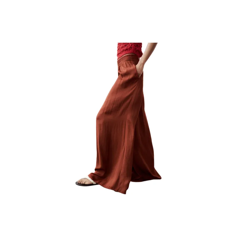ZARA Casual Pants Women's Ochre Red-3