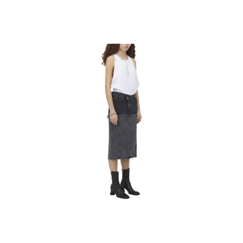 Alexander McQueen Two Toned Raw Edge Denim Skirt-3