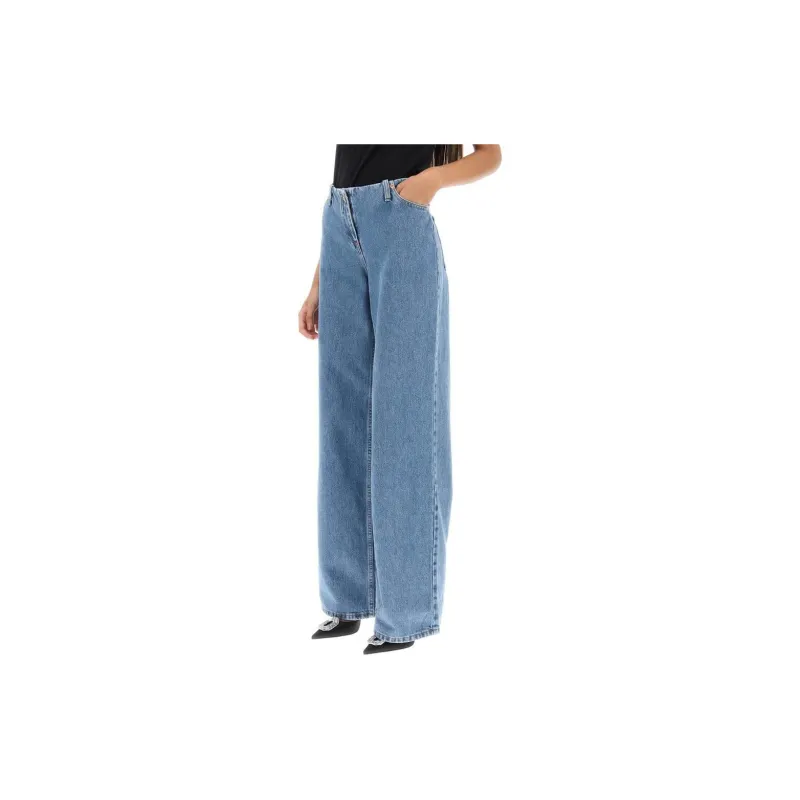 Magda Butrym Ultra Low Waist Wide Leg Denim Jeans-3