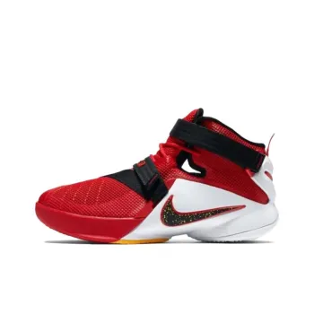Nike Zoom Soldier 9 LeBron Cushioning Wear-Resistant Mid-Top Children's Basketball Shoes Red Teenagers