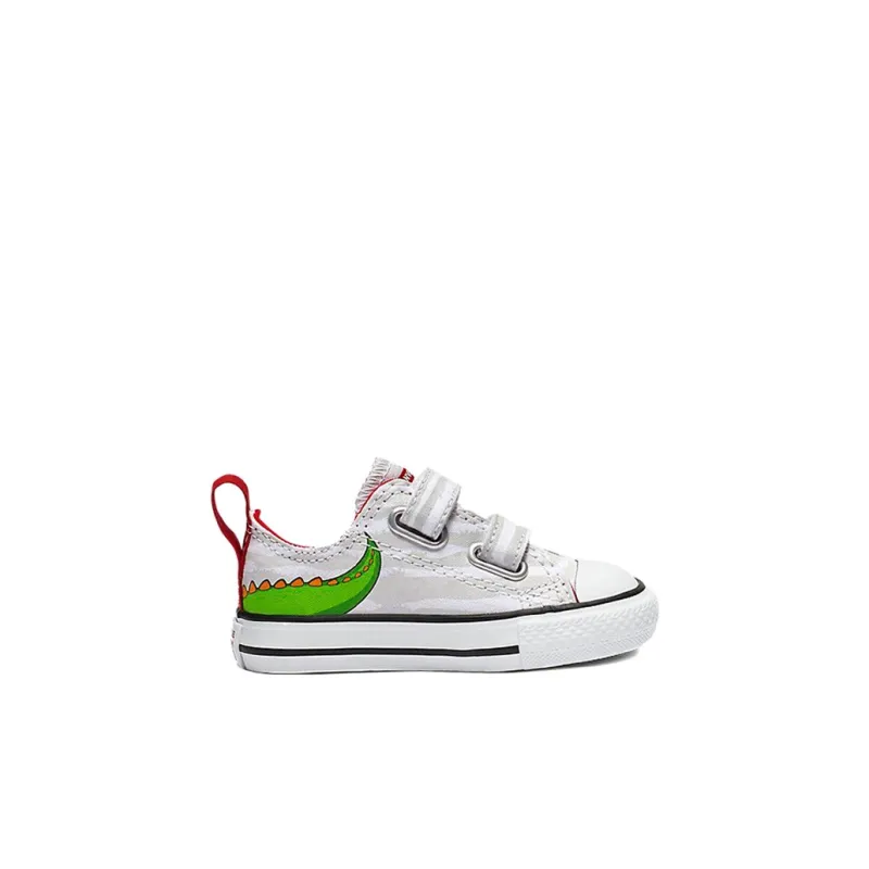 Converse All Star 2V Huck Taylor OX Anti Slip Wear Resistant Low Top Toddler Shoes White Green Infant And Toddler-1